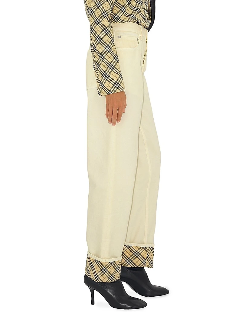 Check Mid-Rise Straight-Leg Jeans