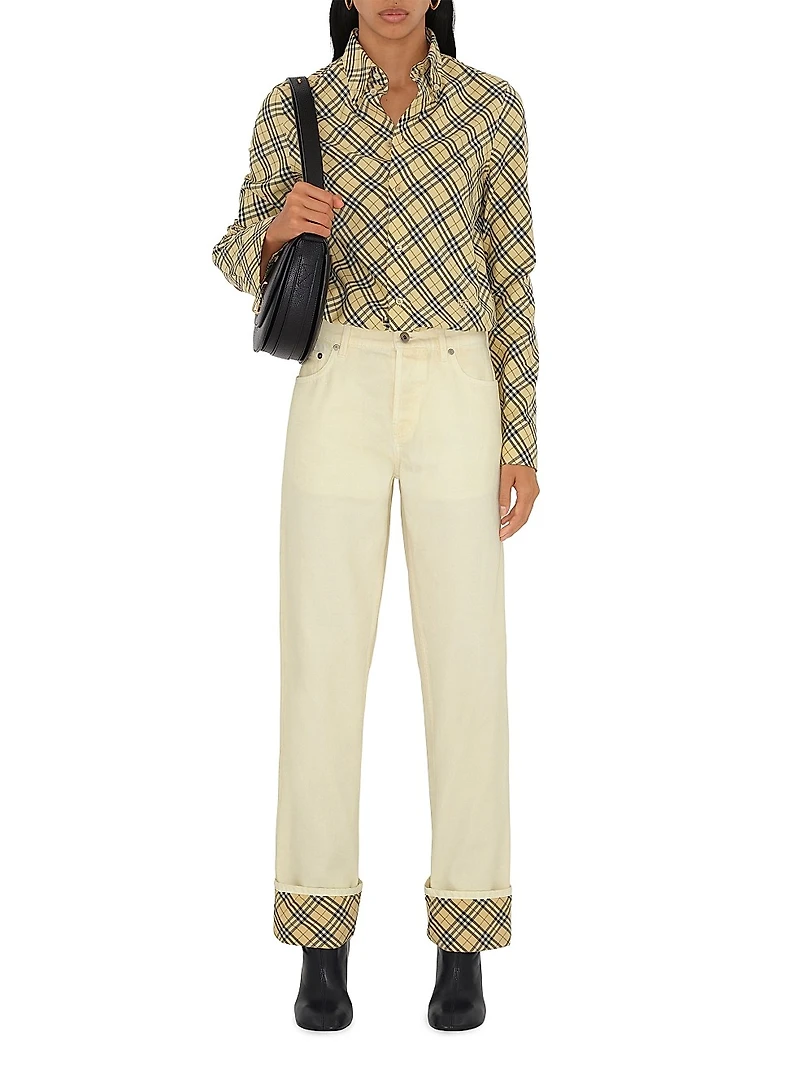 Check Mid-Rise Straight-Leg Jeans