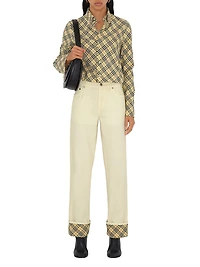 Check Mid-Rise Straight-Leg Jeans