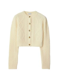 Alpaca Wool-Blend Cable-Knit Crop Cardigan