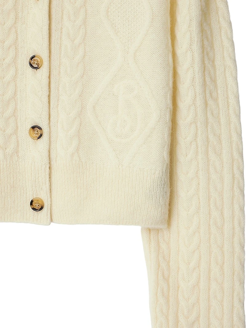 Alpaca Wool-Blend Cable-Knit Crop Cardigan