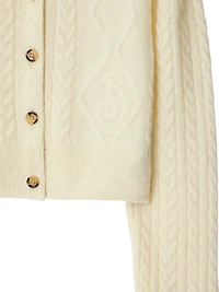 Alpaca Wool-Blend Cable-Knit Crop Cardigan