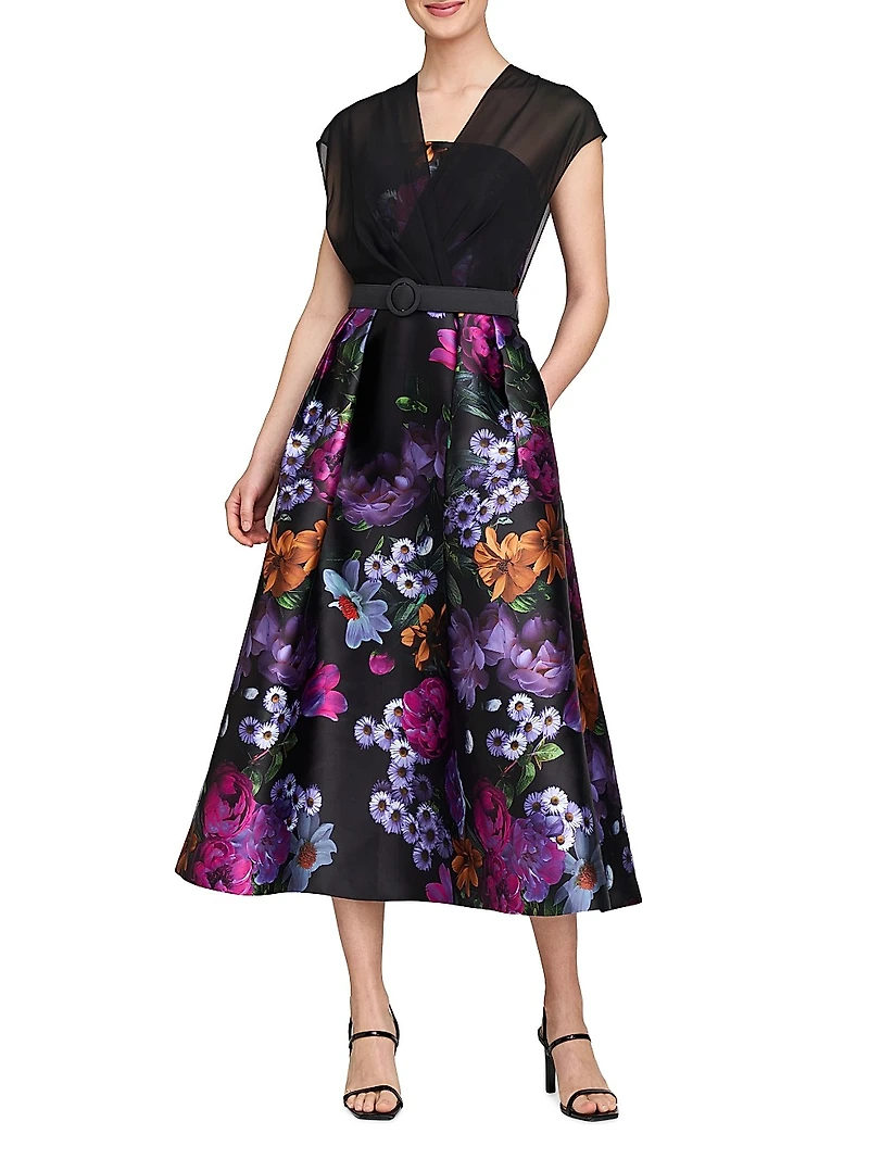 Brigid Peony Bouquet Print Cocktail Dress