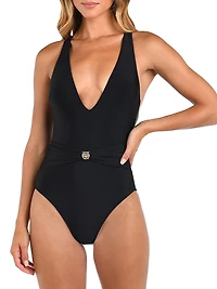 Solids Lisa Plunge One-Piece Swimsuit
