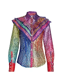 Prism Tiered Shoulder-Detail Lace Blouse