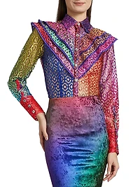 Prism Tiered Shoulder-Detail Lace Blouse