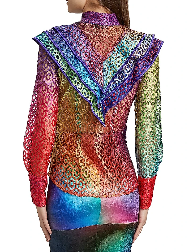 Prism Tiered Shoulder-Detail Lace Blouse