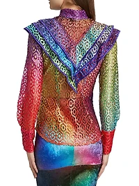 Prism Tiered Shoulder-Detail Lace Blouse