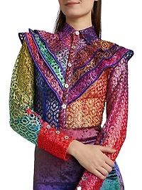 Prism Tiered Shoulder-Detail Lace Blouse