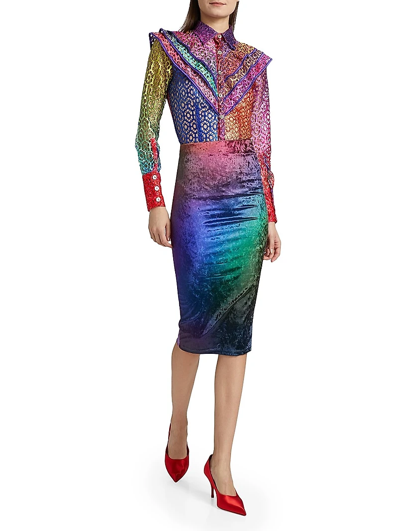 Prism Tiered Shoulder-Detail Lace Blouse