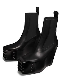 Grilled Wedge Beatle Leather Booties