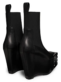 Grilled Wedge Beatle Leather Booties