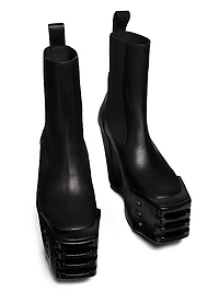 Grilled Wedge Beatle Leather Booties