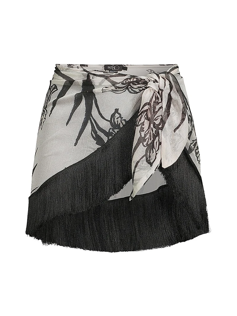Iris Floral Chiffon Fringed Mini Sarong