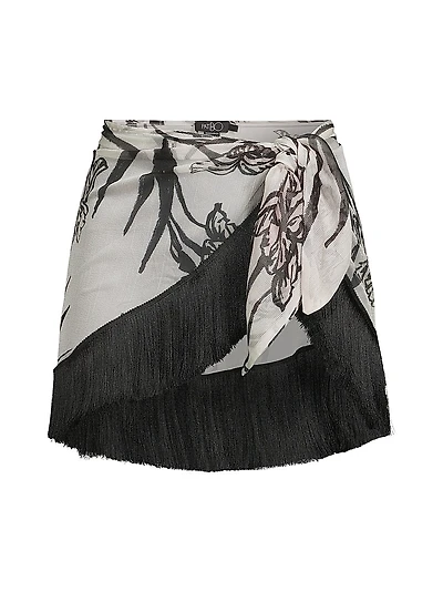 Iris Floral Chiffon Fringed Mini Sarong