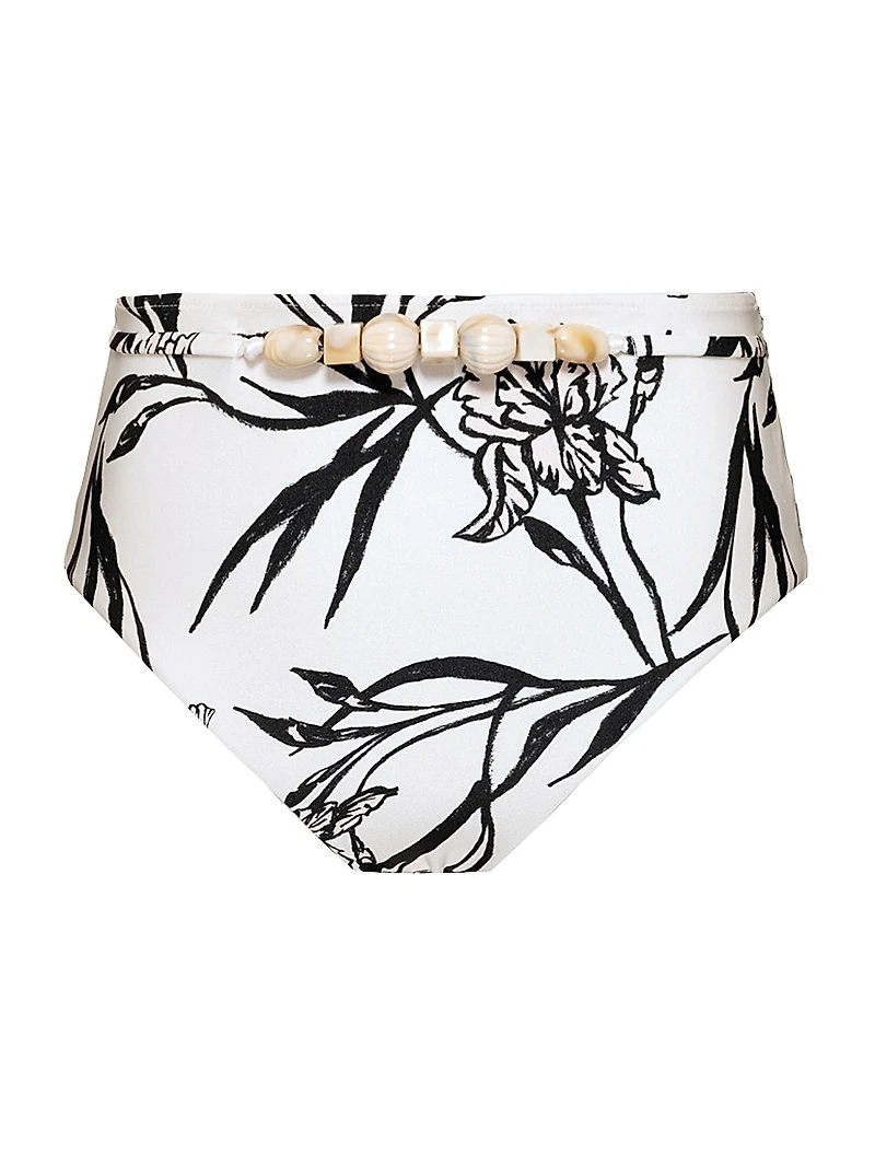 Iris Beaded High-Waisted Bikini Bottom