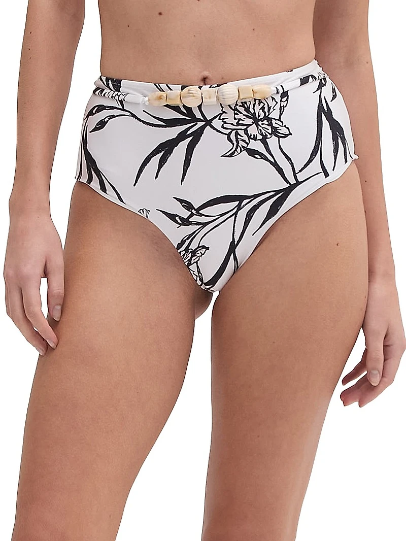 Iris Beaded High-Waisted Bikini Bottom