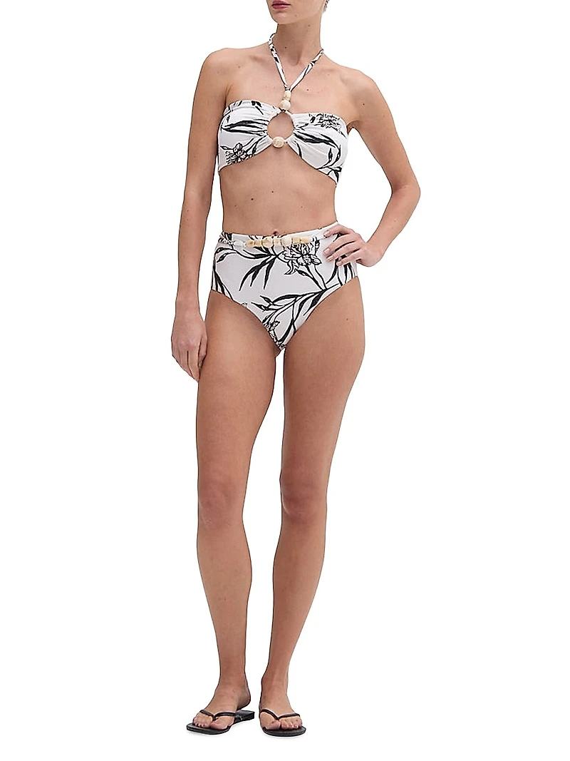 Iris Beaded High-Waisted Bikini Bottom
