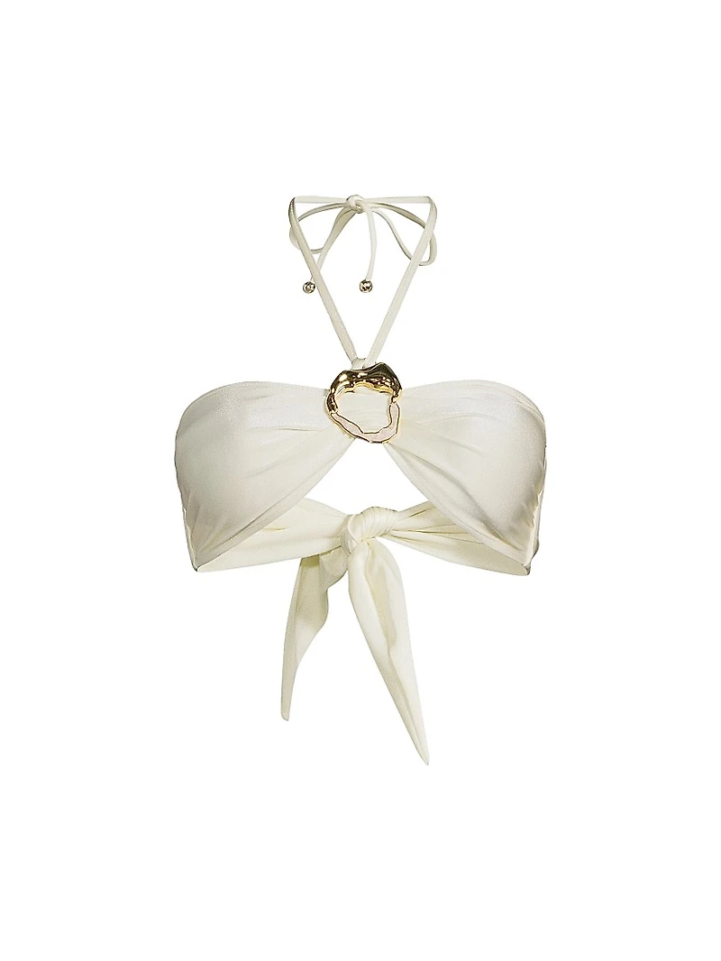 Jersey Sands Embellished Halterneck Bikini Top