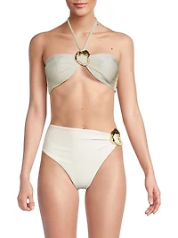 Jersey Sands Embellished Halterneck Bikini Top
