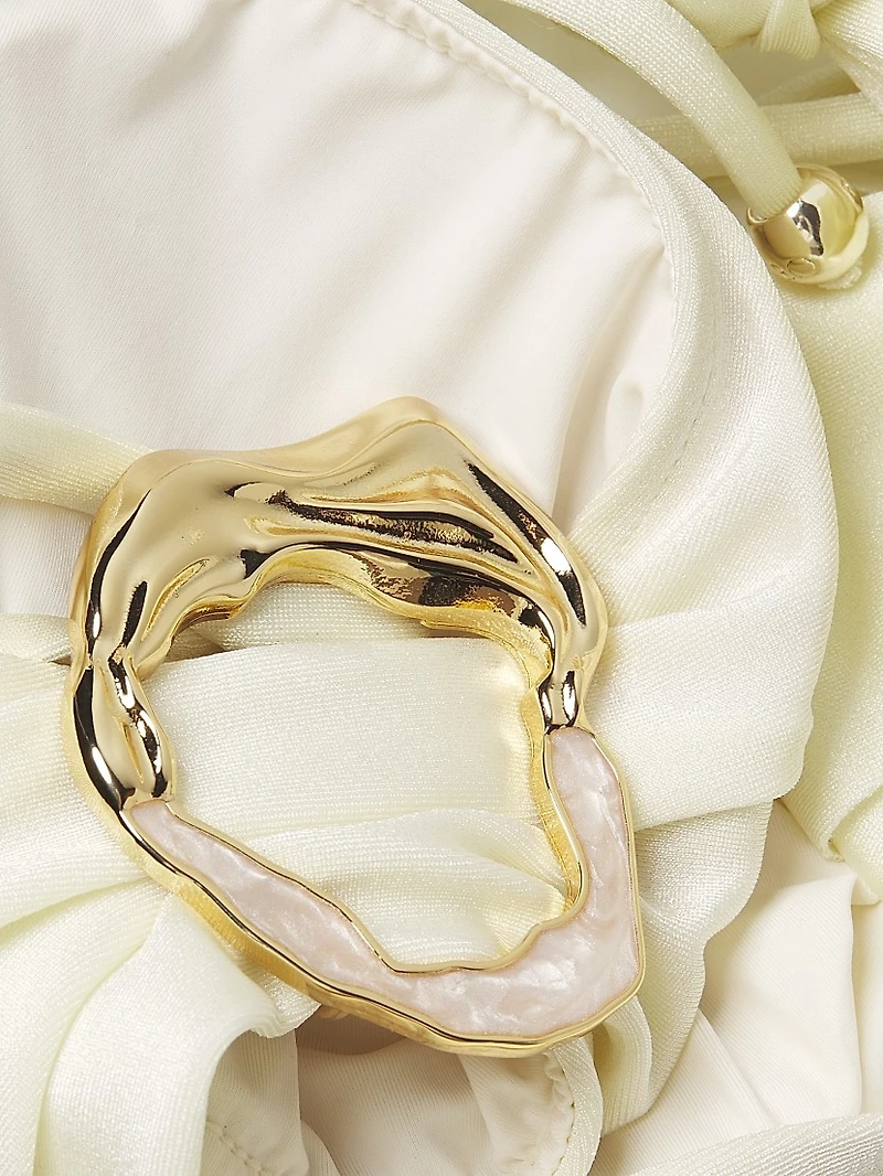 Jersey Sands Embellished Halterneck Bikini Top