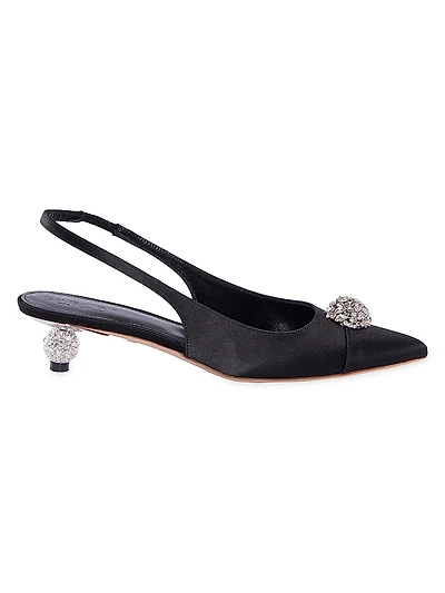 35MM Embellished Silk Slingback Pumps