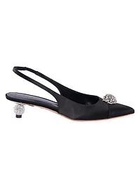 35MM Embellished Silk Slingback Pumps