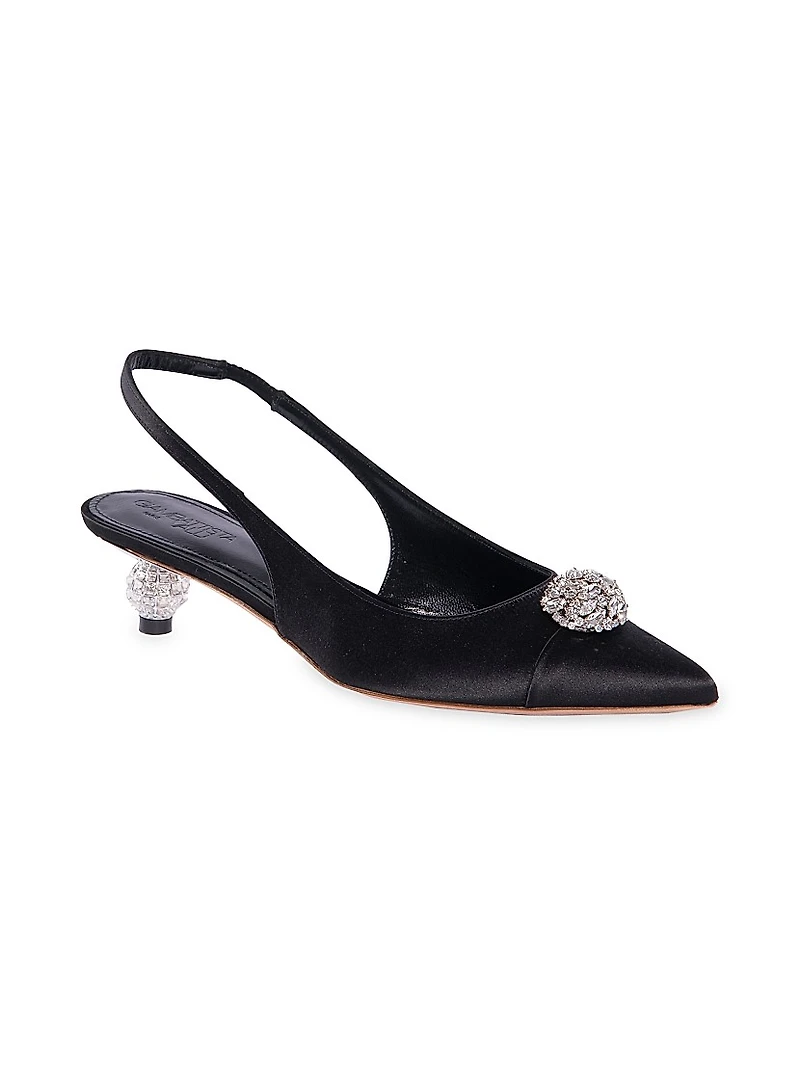 35MM Embellished Silk Slingback Pumps
