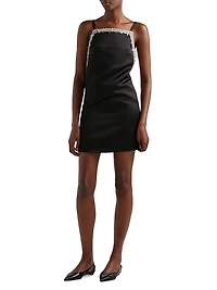 Embroidered Double Satin Mini-Dress