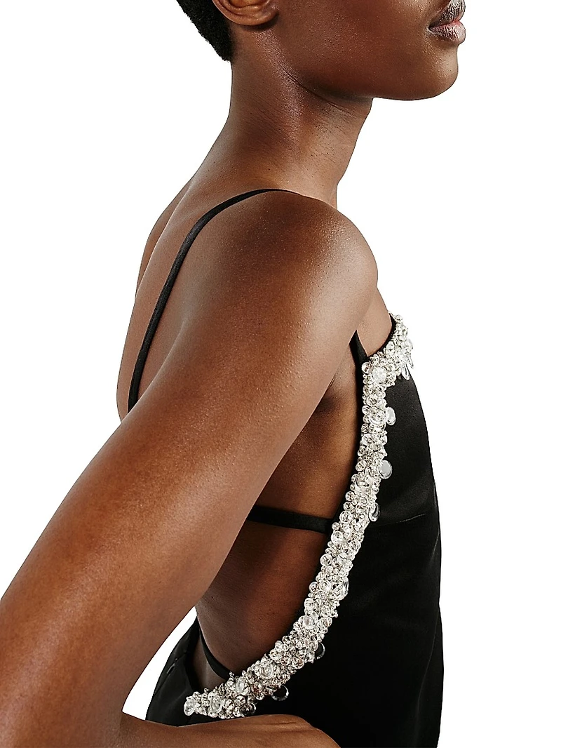 Embroidered Double Satin Mini-Dress