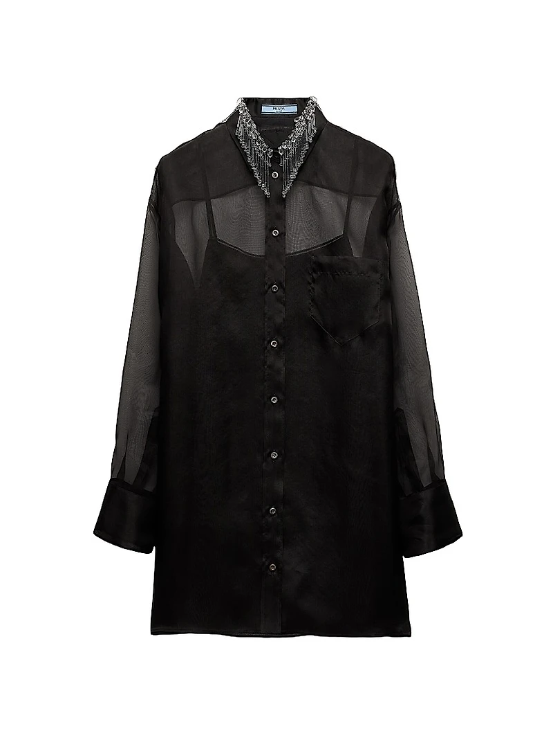 Embroidered Organza Mini-Dress