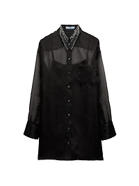 Embroidered Organza Mini-Dress