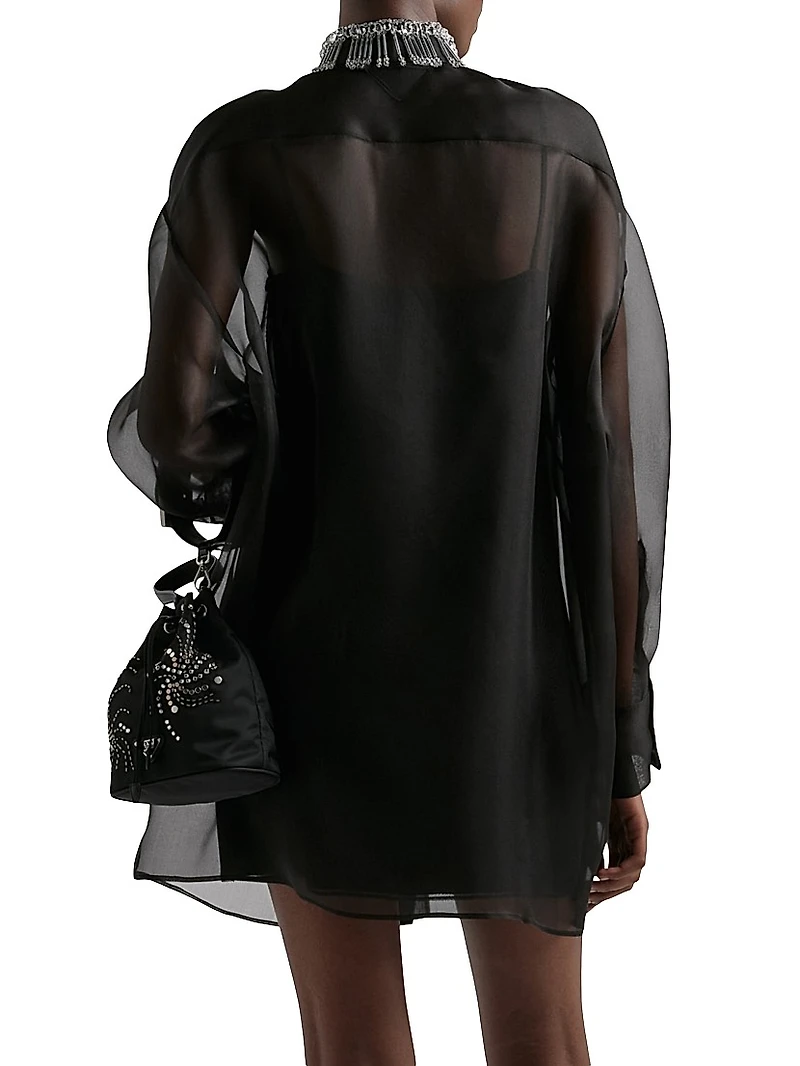 Embroidered Organza Mini-Dress