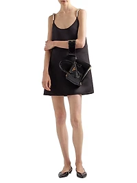 Embroidered Double Satin Mini-Dress