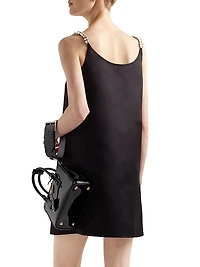 Embroidered Double Satin Mini-Dress