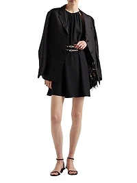 Embroidered Sable Mini-Dress