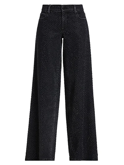 Trish Crystal-Embellished Wide-Leg Jeans