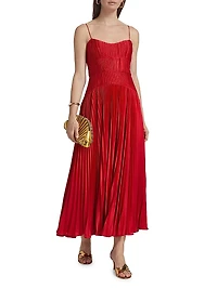 Cherry Pleated Maxi Dress