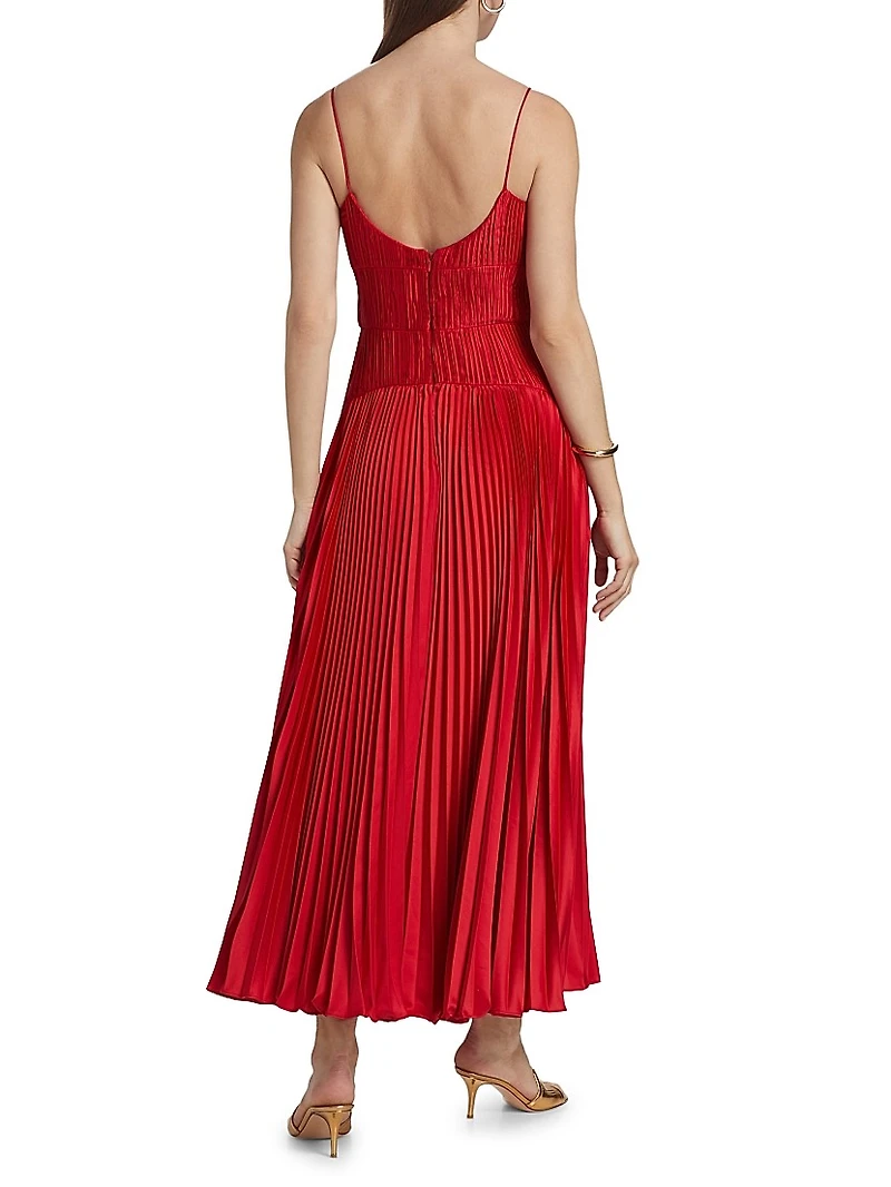 Cherry Pleated Maxi Dress