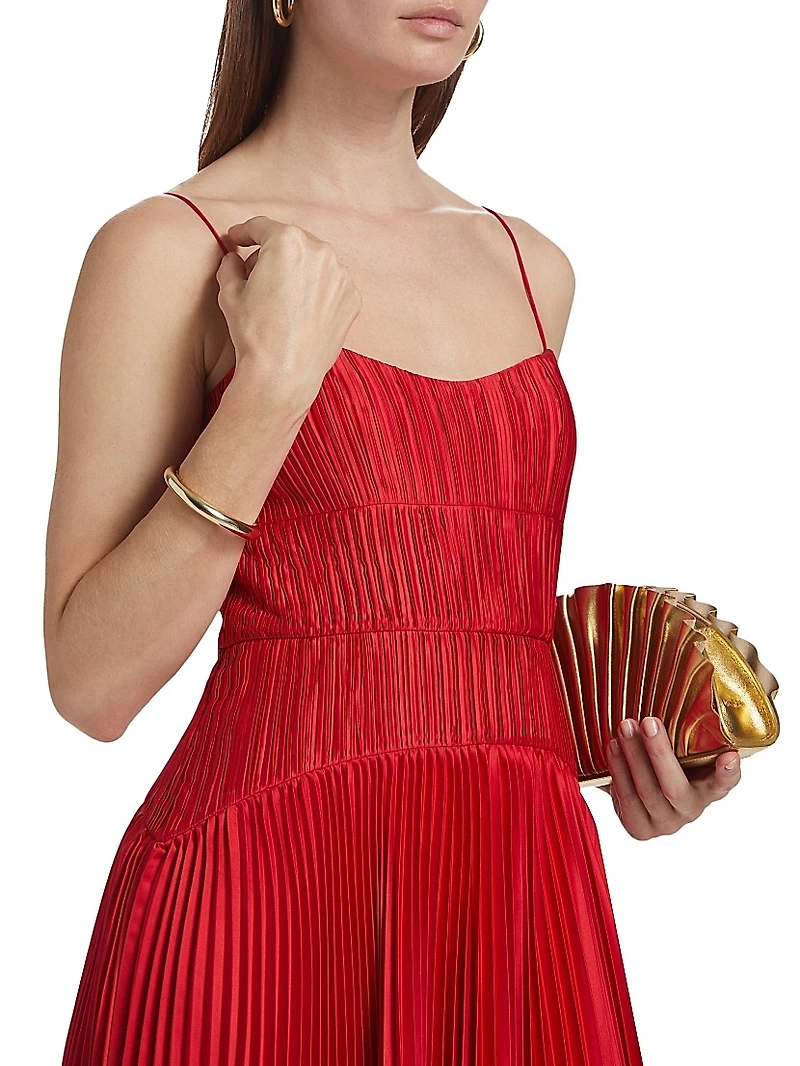 Cherry Pleated Maxi Dress