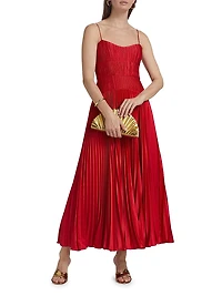 Cherry Pleated Maxi Dress