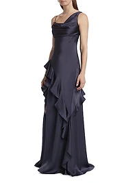 Juliet Charmeuse Cowlneck Gown