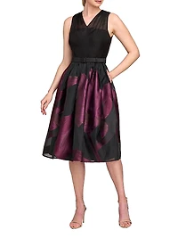 Ellis Floral Jacquard Organza Cocktail Dress