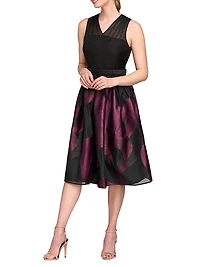 Ellis Floral Jacquard Organza Cocktail Dress