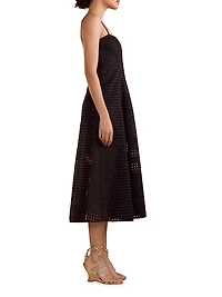 Lattice Linen Midi-Dress