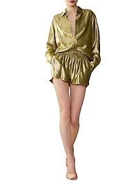 Silk Lame Button-Front Shirt