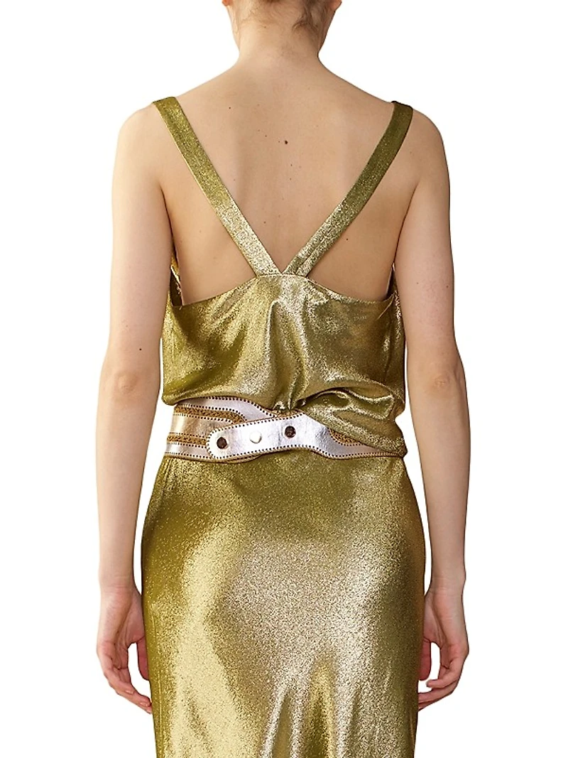Cowl Neck Silk Lame Top
