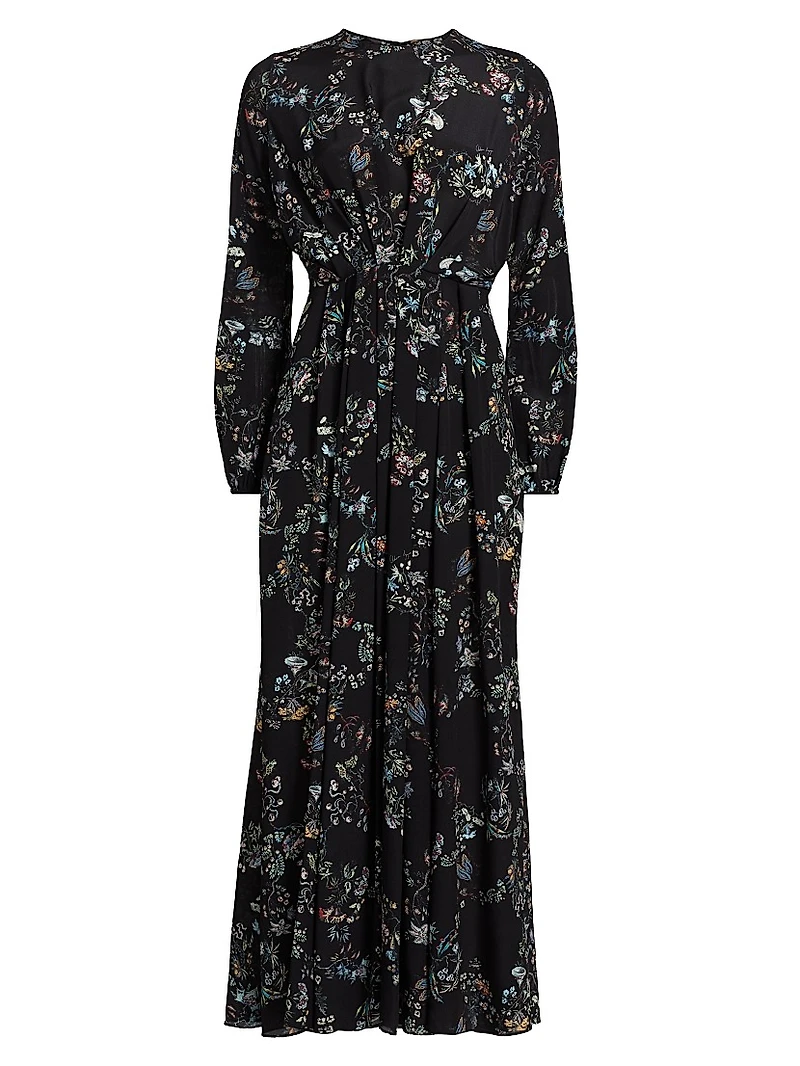 Parvancini Floral Silk Maxi Dress