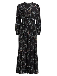 Parvancini Floral Silk Maxi Dress