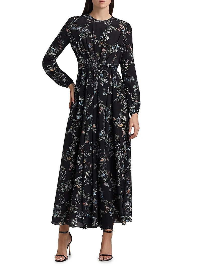 Parvancini Floral Silk Maxi Dress